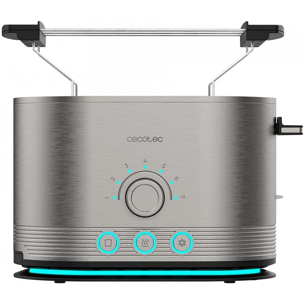 CECOTEC  Διπλή Κατακόρυφη Φρυγανιέρα Cecotec Shine&Toast από Ανοξείδωτο Ατσάλι, 850W, 2 Φέτες, 1.5 Υποδοχές, Φωτισμός LED, 7 Επίπεδα Φρυγανίσματος, Άνω Στήριγμα  CEC-03285