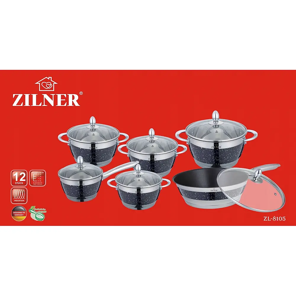 Πλήρες Σετ Κατσαρόλων 12 τεμαχίων Zilner Premium ZL-8105