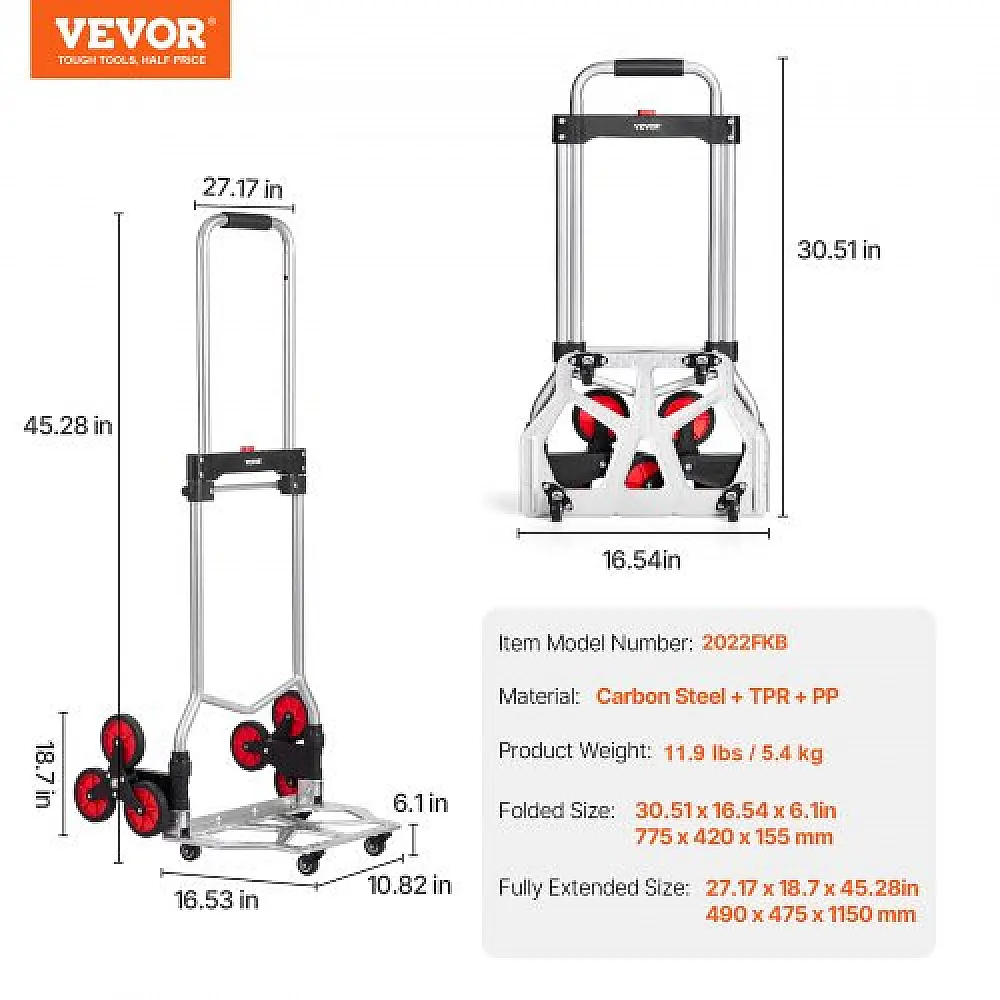 VEVOR  Βαρέως Τύπου Πτυσσόμενο Καρότσι 10 Τροχών 260 lbs  TCSPLCYS260LDSY04V0