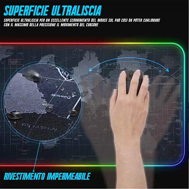 BAKAJI  Gaming MousePad με 14 LED RGB Εφέ Φωτισμού 90 x 40 cm 02838281