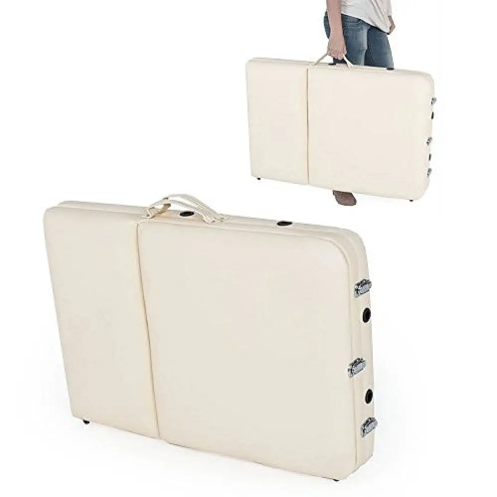 BAKAJI  Πτυσσόμενο Αλουμινένιο Κρεβάτι Μασάζ 3 Ζωνών Φυσικοθεραπείας SPA Μπεζ 12kg + Τσάντα 01824797