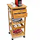 BAKAJI  Ξύλινο Καρότσι Κουζίνας από Μπαμπού με 3 Ράφια, 2 Συρτάρια για Μαχαιροπίρουνα, Δίσκο και Ρόδες 02662778