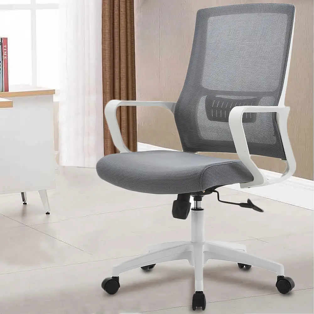 Shally Dogan  Γκρι Καρέκλα Γραφείου με Λευκή Δομή Πολυθρόνα για Γραφείο, Στούντιο ή Παιδικό Δωμάτιο 02840559