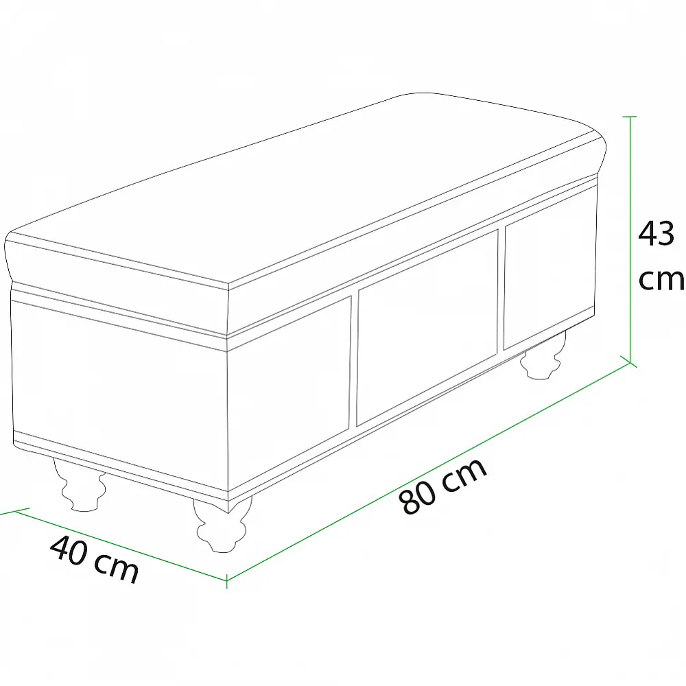 Shally Dogan  Κασετίνα Αποθήκευσης Οικολογικού Δέρματος Καναπές Πάγκος Πουφ Αποθήκευσης 80x40x43 εκ. Χακί 02841058