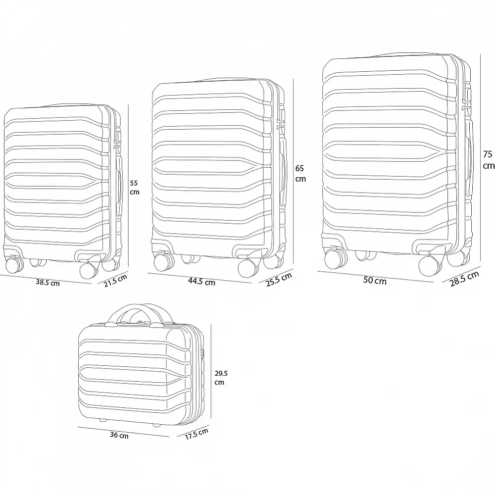 PROVITERA  Σετ 4 Σκληρές Βαλίτσες Μπλε Τρόλεϊ Αποσκευών με Νεσεσέρ Ταξιδιού Easy Roll 02841559