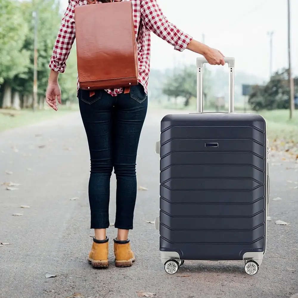 PROVITERA  Σετ 4 Σκληρές Βαλίτσες Μπλε Τρόλεϊ Αποσκευών με Νεσεσέρ Ταξιδιού Easy Roll 02841559