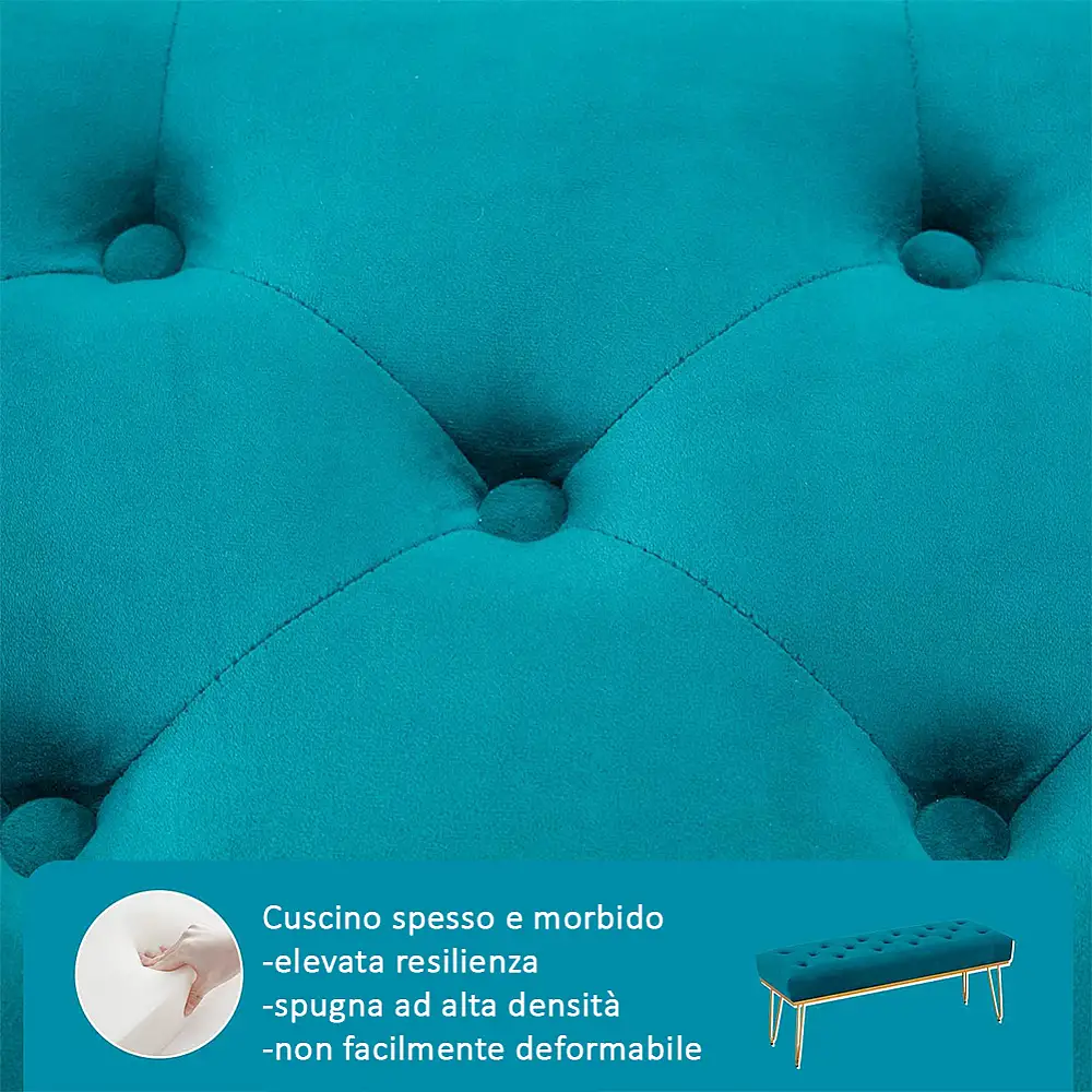 Shally Dogan  Πεντάθεσιος Πάγκος σε Μπλε Ύφασμα για Είσοδο ή Υπνοδωμάτιο, Κασονάκι Πουφ Οθωμανικό 02841580