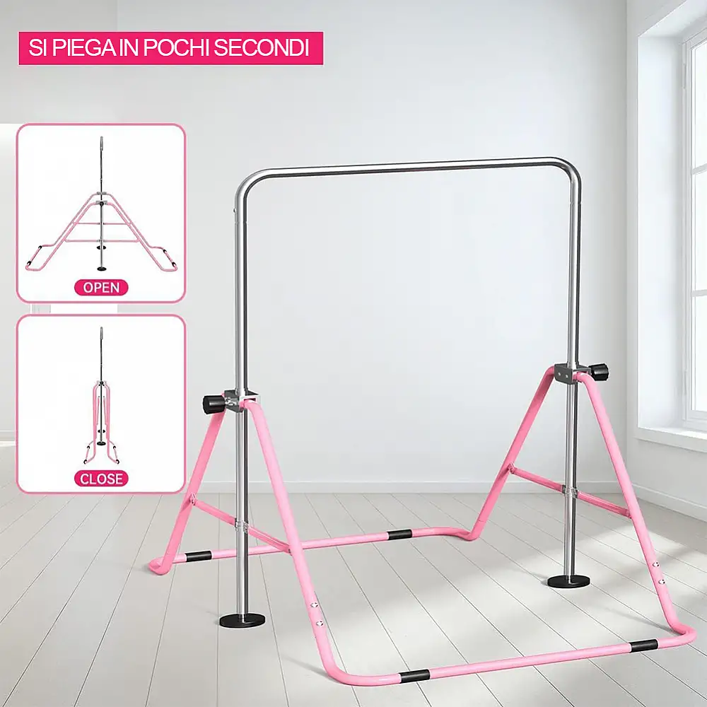BAKAJI  Πτυσσόμενη Μπάρα Γυμναστικής και Χορού για Παιδιά από Ροζ Ατσάλι 02841667