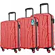 PROVITERA  Σετ 3 Σκληρές Βαλίτσες Λουγκάνο με Ρόδες Easy Roll Τρόλεϊ Ταξιδιού Κόκκινο 02841838