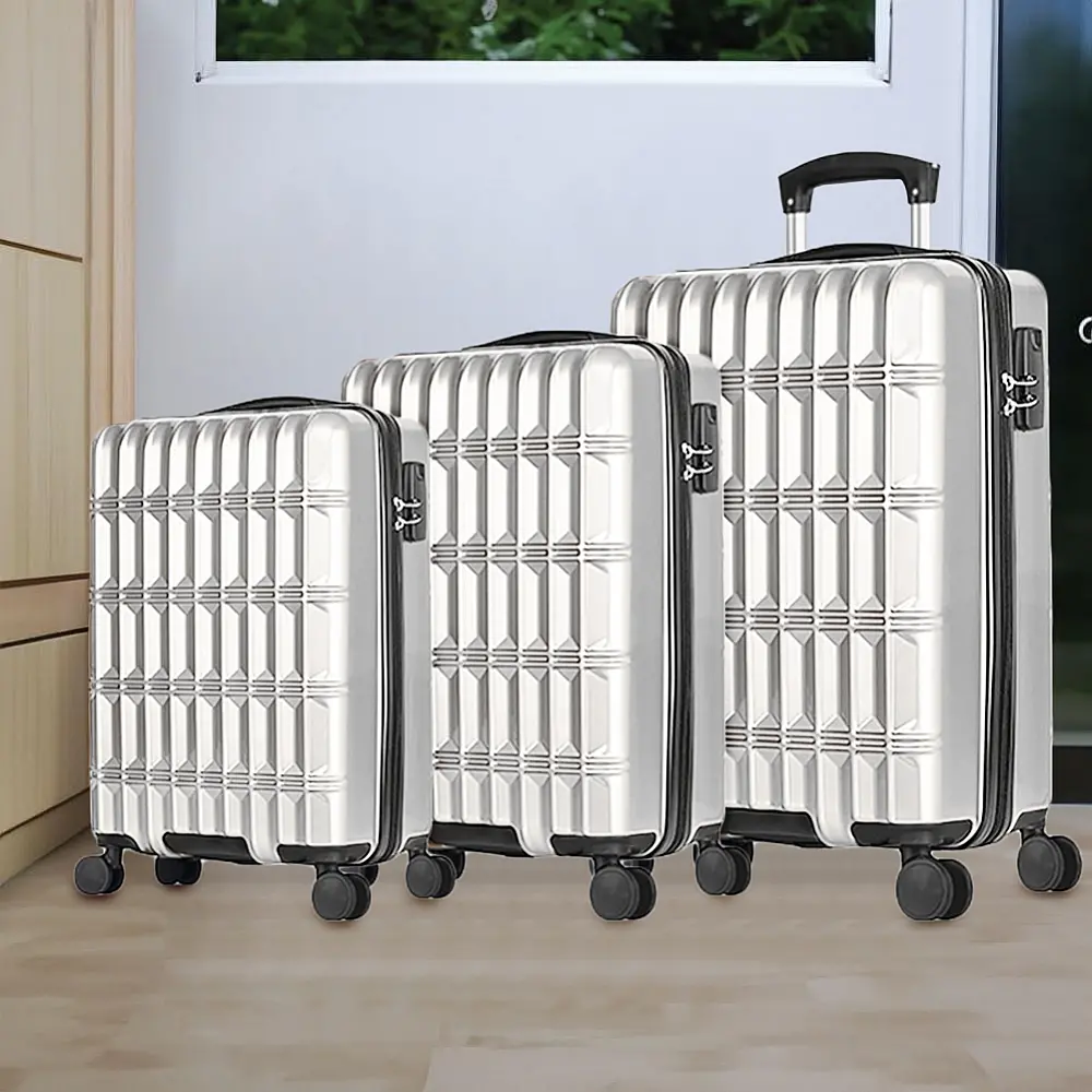 PROVITERA  Σετ 3 Σκληρές Βαλίτσες Νορβηγία Ρόδες Easy Roll Τρόλεϊ Αποσκευές Ταξιδιού Λευκό 02841846