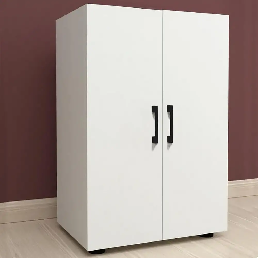 PRATIKO  Πολυχρηστικό Έπιπλο με 2 Πόρτες και 2 Ράφια σε Λευκό Ξύλο με Μαύρες Λαβές 49x32x74εκ 02842027