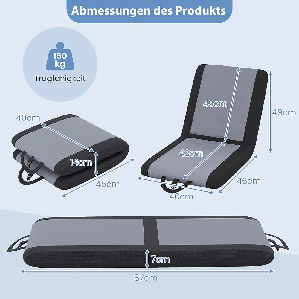Costway  Πολυτελής Σταδιακός Κάθισμα με Ρυθμιζόμενη Πλάτη και Ενισχυμένη Άνεση HV10537GR