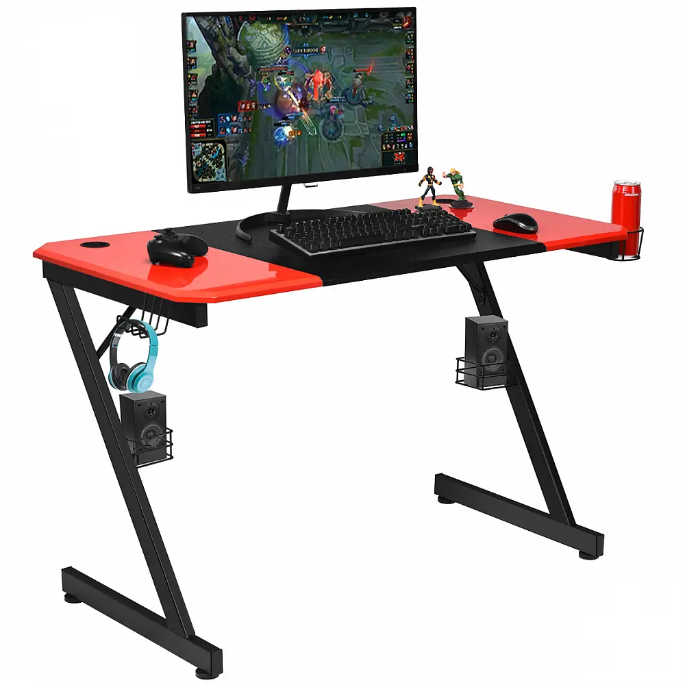 Gaming Γραφείο με Μεταλλική Κατασκευή και Επιφάνεια από Ανθρακονήματα 120 x 60 x 76 cm Κόκκινο και Μαύρο HW66286 Costway Gaming Γραφείο με Μεταλλική Κατασκευή και Επιφάνεια από Ανθρακονήματα 120 x 60 x 76 cm Κόκκινο και Μαύρο HW66286 Costway