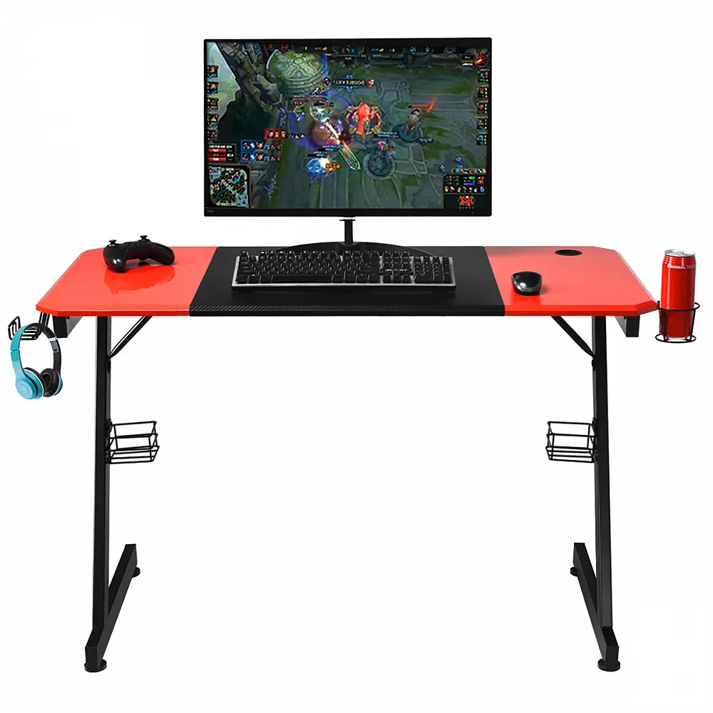 Gaming Γραφείο με Μεταλλική Κατασκευή και Επιφάνεια από Ανθρακονήματα 120 x 60 x 76 cm Κόκκινο και Μαύρο HW66286 Costway Gaming Γραφείο με Μεταλλική Κατασκευή και Επιφάνεια από Ανθρακονήματα 120 x 60 x 76 cm Κόκκινο και Μαύρο HW66286 Costway