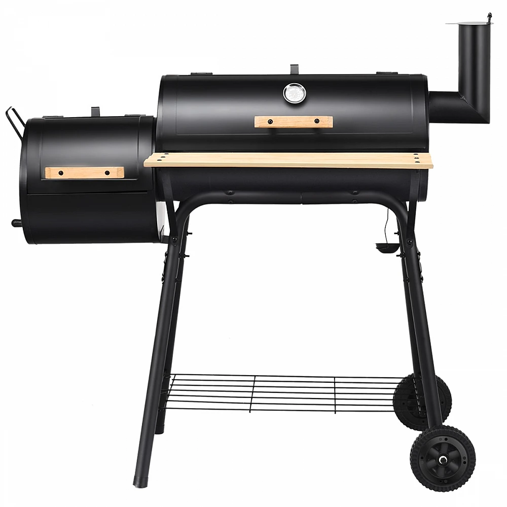Costway BBQ-ψησταριά με κάρβουνα με ρόδες, καροτσάκι ψησταριάς με καπάκι, εξωτερική ψησταριά 115 x 65 x 108 cm Μαύρο NP10876