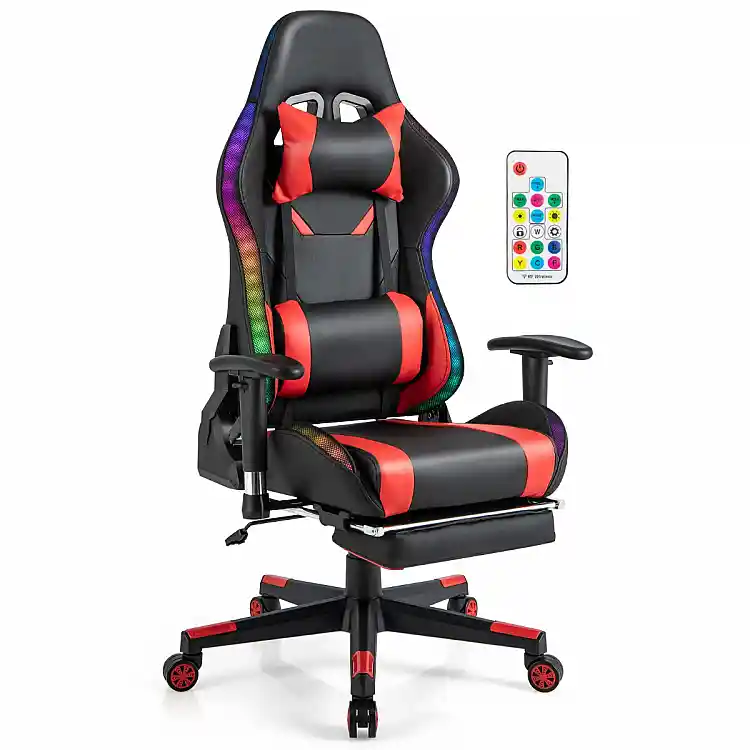 Costway  LED Φωτιζόμενη Καρέκλα Gaming με Ρυθμιζόμενα Χαρακτηριστικά και Άνετη Σχεδίαση CB10483RE
