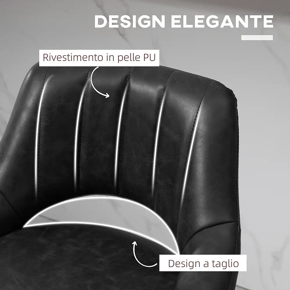 Σετ από 2 Σκαμπό Μπαρ  με Ρυθμιζόμενο Ύψος, Υποπόδιο και Περιστρεφόμενο Κάθισμα 46 x 50 x 85-106cm Μαύρο  835-325V00BK HOMCOM