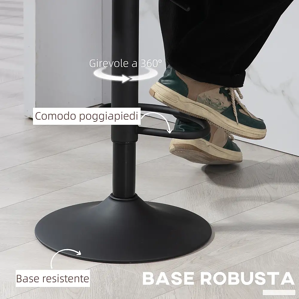 Σετ από 2 Σκαμπό Μπαρ  με Ρυθμιζόμενο Ύψος, Υποπόδιο και Περιστρεφόμενο Κάθισμα 46 x 50 x 85-106cm Μαύρο  835-325V00BK HOMCOM