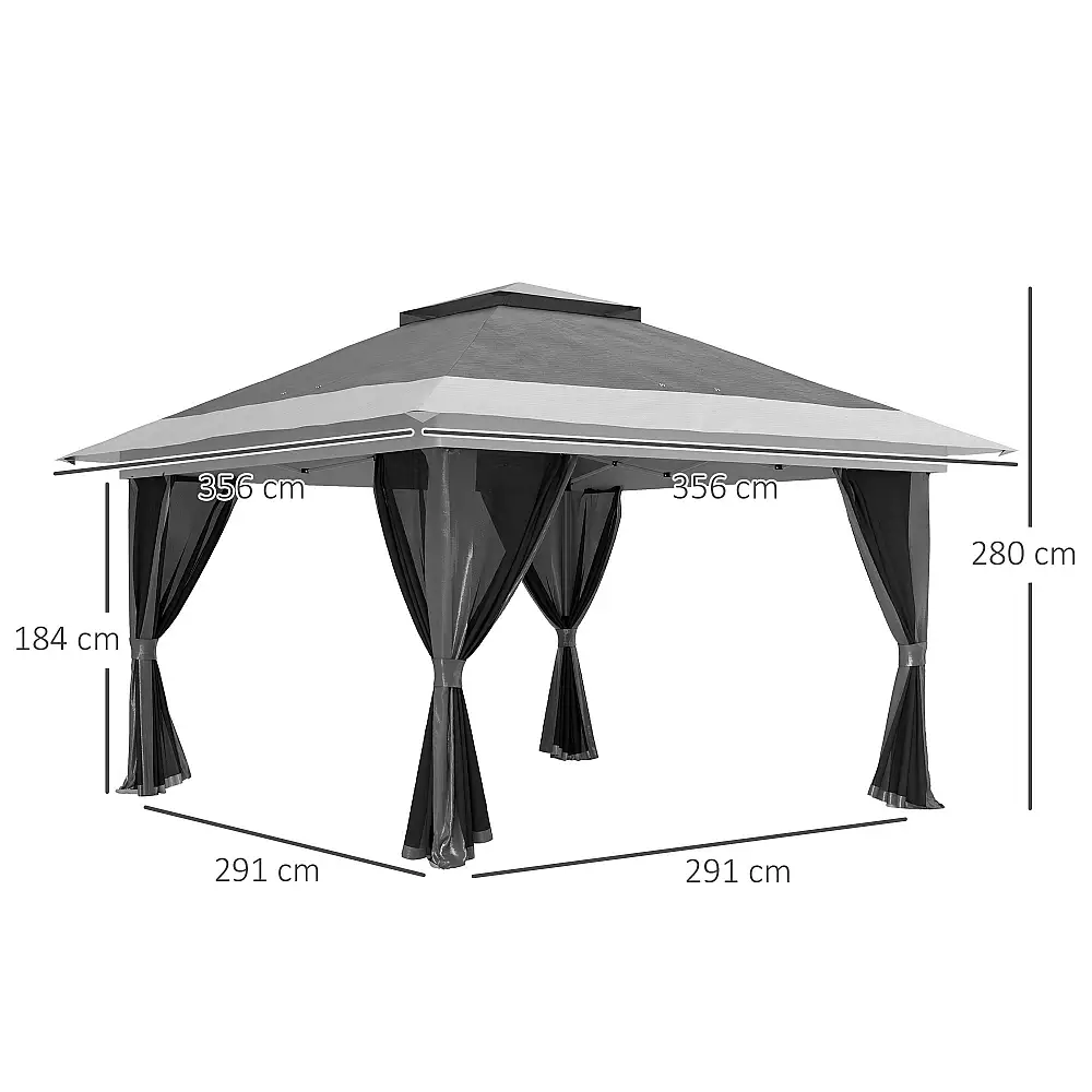 Outsunny  Πτυσσόμενο κιόσκι 3.6x3.6 m με τοίχους, ρυθμιζόμενο ύψος και προστασία UPF50+, τσάντα με ρόδες, γκρι.  84C-597V00CG