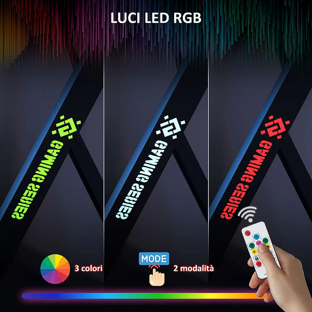 HOMCOM  Γραφείο Gaming με Ρυθμιζόμενα LED RGB Φώτα και Πόδια σε Σχήμα Κ, από Ξύλο και Ατσάλι, 120x60x75 εκ., Μαύρο  836-583V00BK