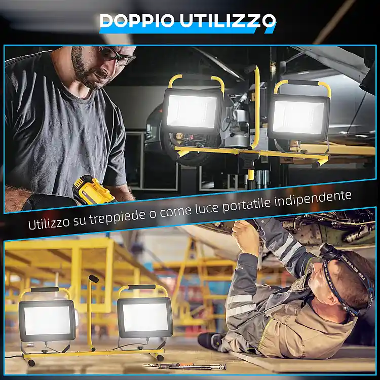 HOMCOM  Προβολείς LED Εργασίας 6500K με Αποσπώμενο Τρίποδο, από Αλουμίνιο και Μέταλλο, 75x62x170 εκ., Κίτρινο και Μαύρο  B30-058V90YL