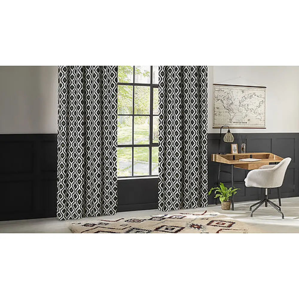 Κουρτίνα Jacquard Twisted Lime - 140 x 260 cm, Μαύρο & Λευκό 209079 Atmosphera
