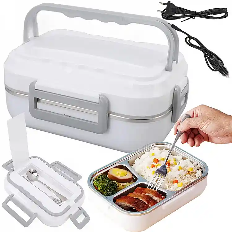 Ηλεκτρικό Lunchbox - Θερμαινόμενο Φαγητοδοχείο 40W 25.5 x 19 x 12 cm Λευκό&Γκρι 5907451366981 Verk Group