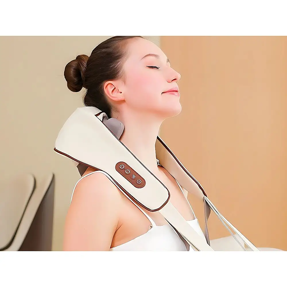 Ασύρματη Θερμαινόμενη Συσκευή για Μασάζ Λαιμού & Ώμων 50x13x10cm Μπεζ 5907451369371 Verk Group