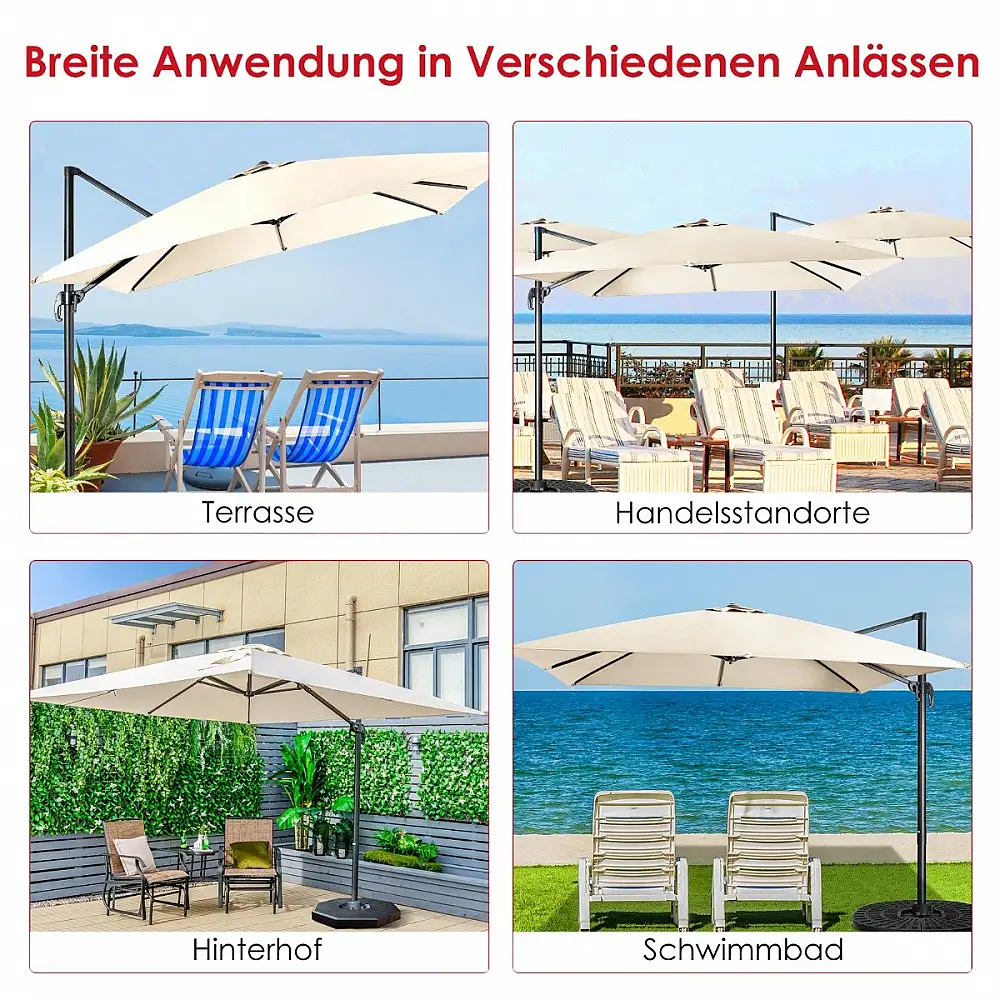 Costway  Πολυλειτουργική Ομπρέλα Κήπου 3x3m με Περιστροφή 360° και Ρυθμιζόμενη Κλίση NP11545BE