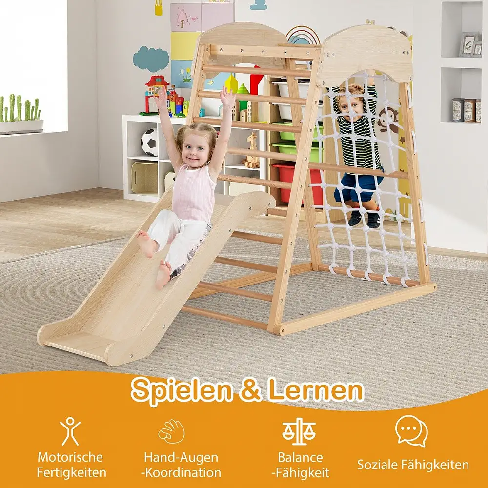 Costway 6-σε-1 Ξύλινη Παιδική Γυμναστική Ζούγκλα για Παιδιά TS10202NA