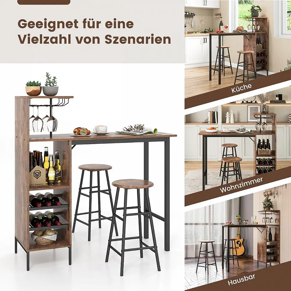 Costway  Σετ Ρουστίκ Μπαρ Τραπέζι και Σκαμπό για Μοναδική Ατμόσφαιρα και Άνεση JV10669CF