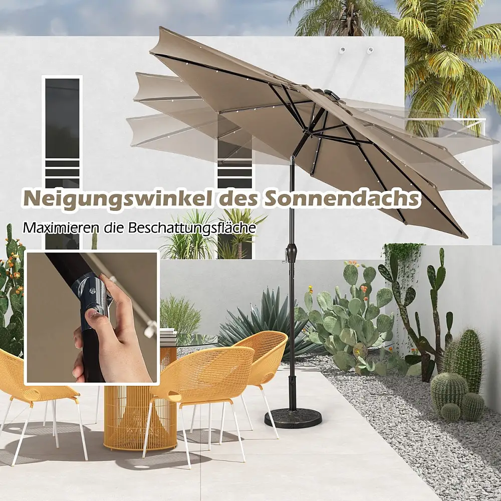 Costway  Ανθεκτική Ομπρέλα Κήπου με Ατσάλινο Σκελετό και Αδιάβροχο Κάλυμμα από Πολυεστέρα, Εύκολη Συναρμολόγηση με Μανιβέλα και Σταθερή Βάση NP11494CF