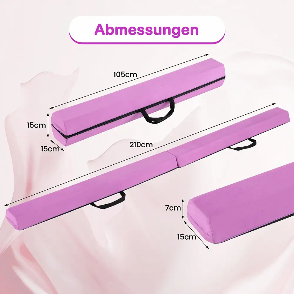 Costway Πτυσσόμενη Δοκός Ισορροπίας 210 εκ. με Αφαιρούμενο Κάλυμμα από Σουέτ για Παιδιά FH10133PU