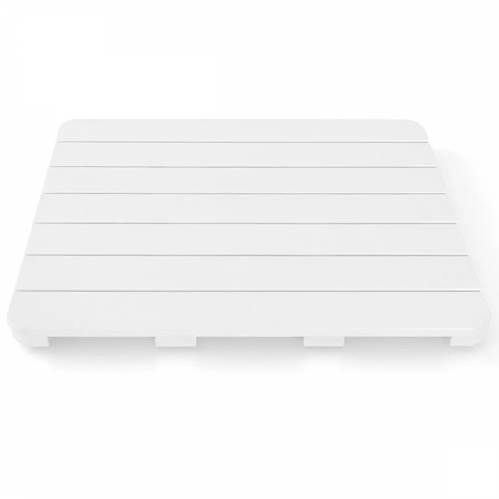 Costway 55 x 34 cm χαλάκι τουαλέτας από Hips ξύλινο σχέδιο χαλάκι μπάνιου ανθεκτικό έως 150kg χαλάκι μπάνιου λευκό ανθεκτικό στη διάβρωση, χωρίς σκουριά, ανθεκτικό BA8032WH