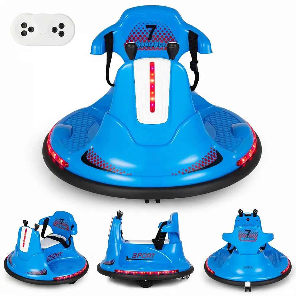 Costway  Παιδικό Αυτοκινητάκι Συγκρουόμενο 6V με LED Φώτα, Μουσική και Τηλεχειριστήριο για Ηλικίες 3-8 Ετών TQ10219DE-BL