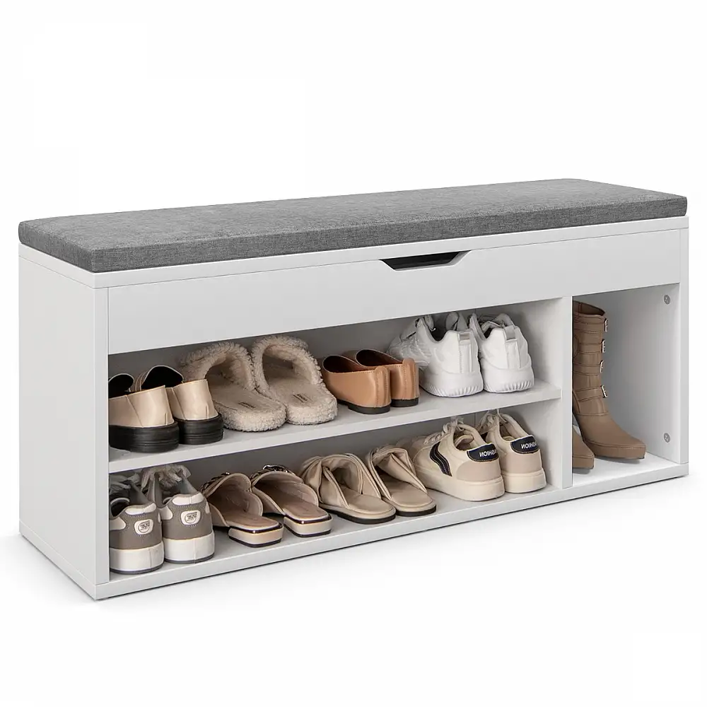 Costway  Πολυλειτουργική  Παπουτσοθήκη 104 x 48 x 30 εκ, με Κάθισμα και Αποθηκευτικό Χώρο JV11726GR