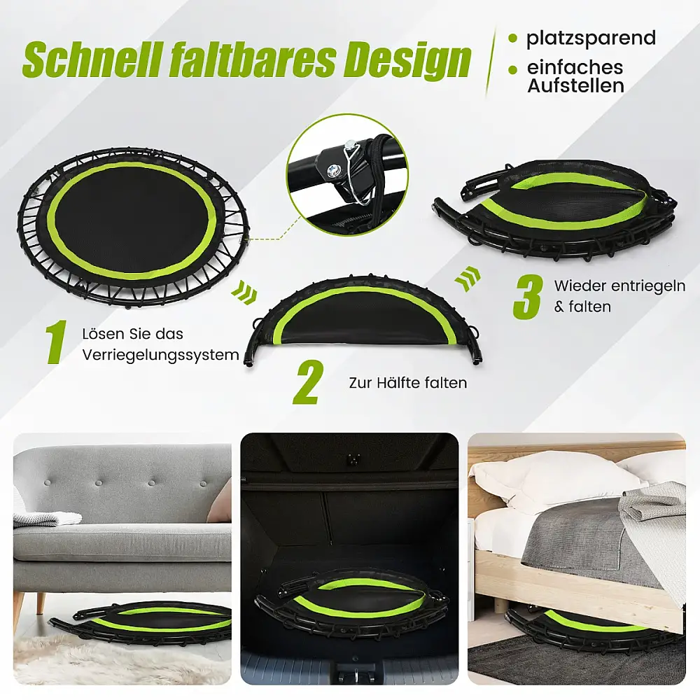 Costway  Πτυσσόμενο Τραμπολίνο Γυμναστικής με 2 Λάστιχα Αντίστασης και Ρυθμιζόμενη Λαβή για Οικογενειακή Χρήση TW10114GN