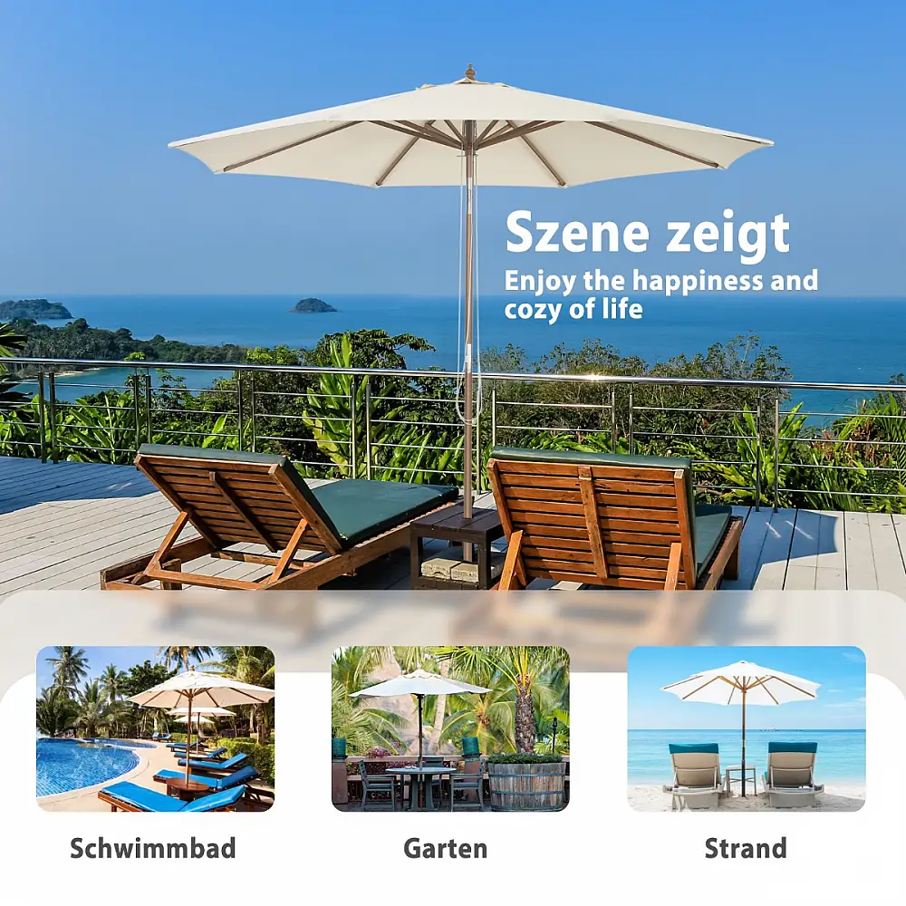 Costway  Μεγάλη και Πολυλειτουργική Ομπρέλα Βεράντας με Ρυθμιζόμενη Κλίση και Ανθεκτικό Πολυεστέρα NP11075BE