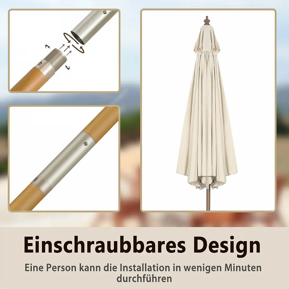 Costway  Μεγάλη και Πολυλειτουργική Ομπρέλα Βεράντας με Ρυθμιζόμενη Κλίση και Ανθεκτικό Πολυεστέρα NP11075BE