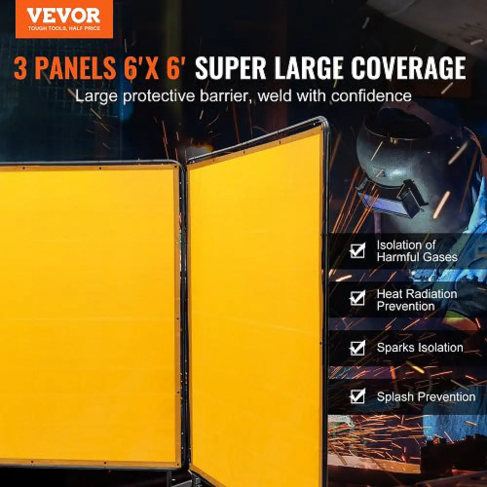 VEVOR Οθόνη Συγκόλλησης με Πλαίσιο, 6' x 6'  Ανθεκτική στη Φλόγα Βινυλική Οθόνη Προστασίας Συγκόλλησης  SMSHJPF6X6YCWSVG1V0