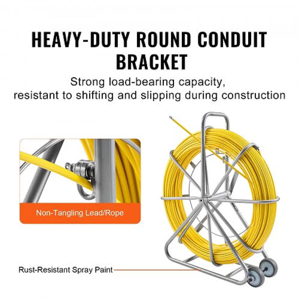 VEVOR Ταινία Ψαρέματος από Φίμπεργκλας 200 μέτρα 8 χιλιοστά για Τράβηγμα Καλωδίων και Διέλευση από Σωλήνες DZJYDNBLXW5148CANV0