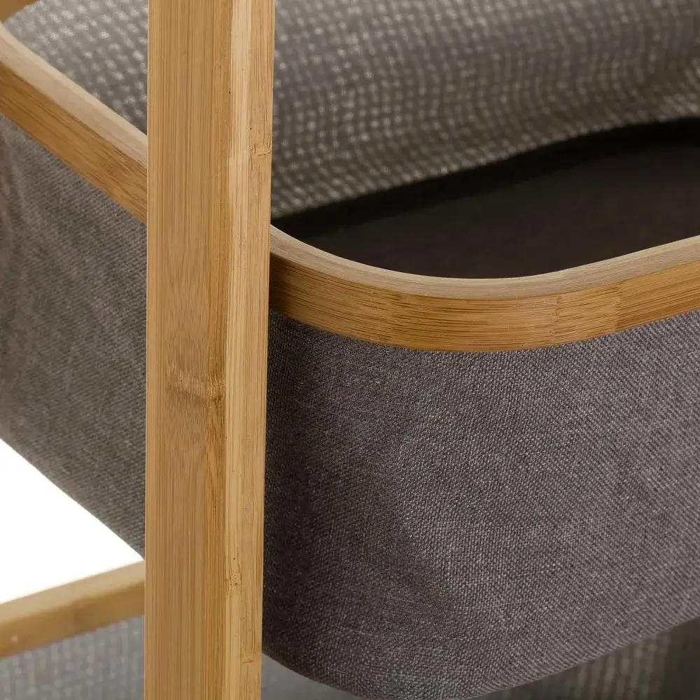 BAKAJI  Φορητό Πτυσσόμενο Έπιπλο Μπάνιου με 3 Συρτάρια από Ξύλο Μπαμπού και Ύφασμα 45x34x109 εκ.  02840416