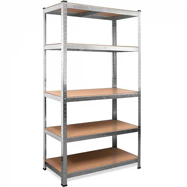 BAKAJI  Ράφι 5 Επιπέδων Μεταλλικό και Ξύλινο 180x90cm Βαρέως Τύπου Γαλβανισμένη Ραφιέρα  02825057
