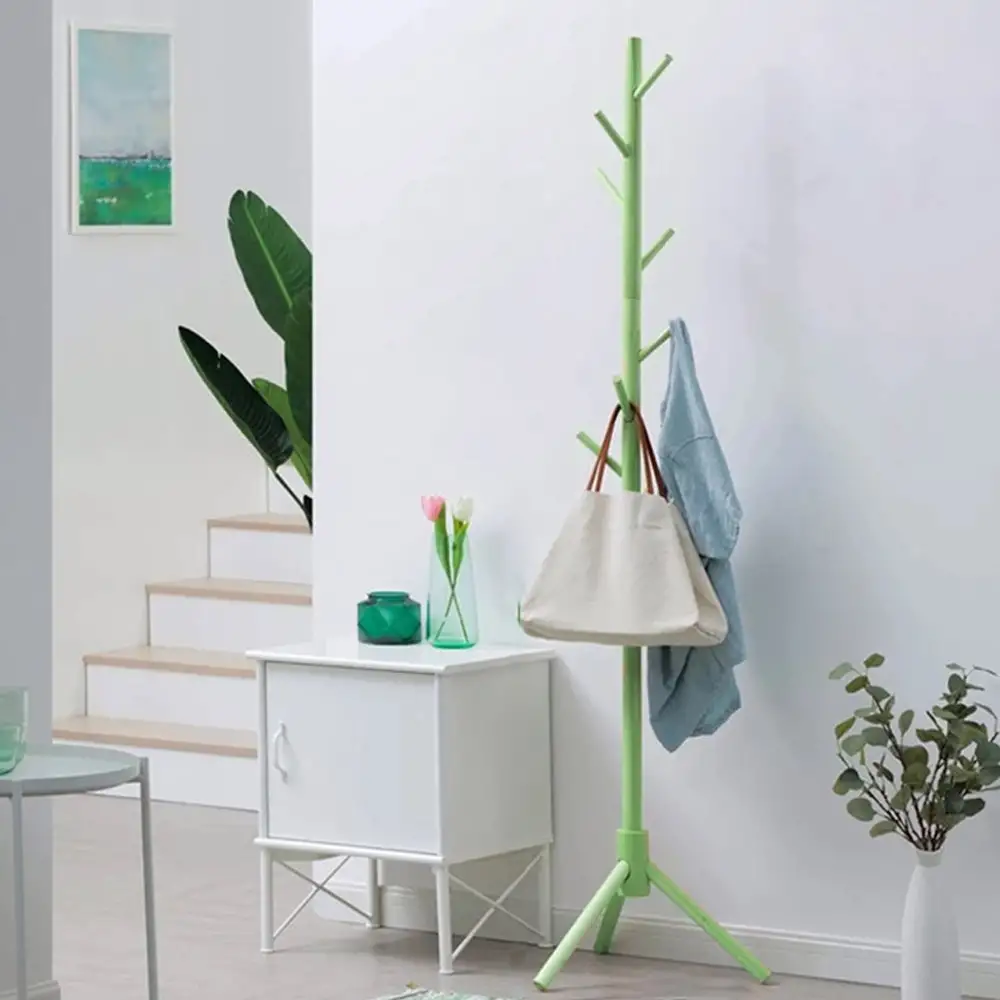 BAKAJI  Καλόγερος Κρεμάστρα Δαπέδου από ξύλο σημύδας με 8 Γάντζους Πράσινο 41x41x176  02832686