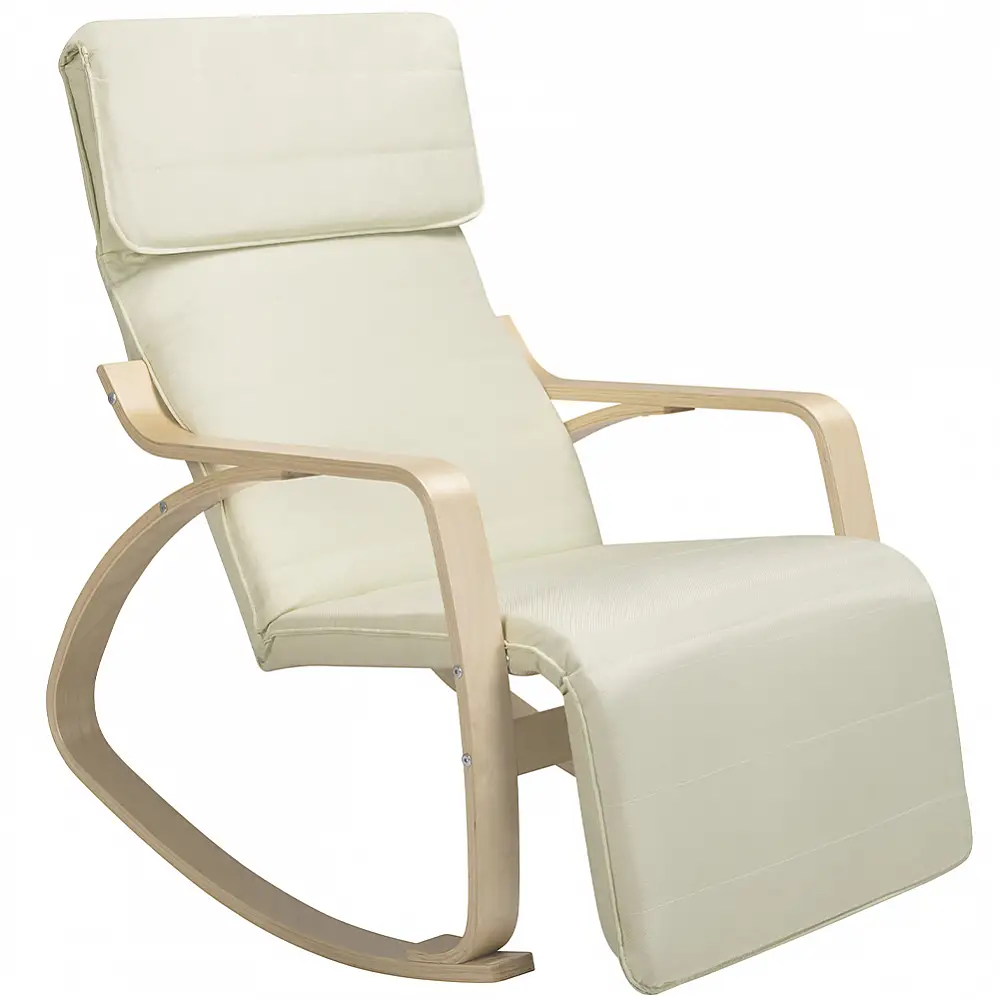 BAKAJI  Καρέκλα Κουνιστή Πολυθρόνα Χαλάρωσης Βαμβακερή Μπεζ Ρυθμιζόμενη Πλάτη και Υποπόδιο  02839258