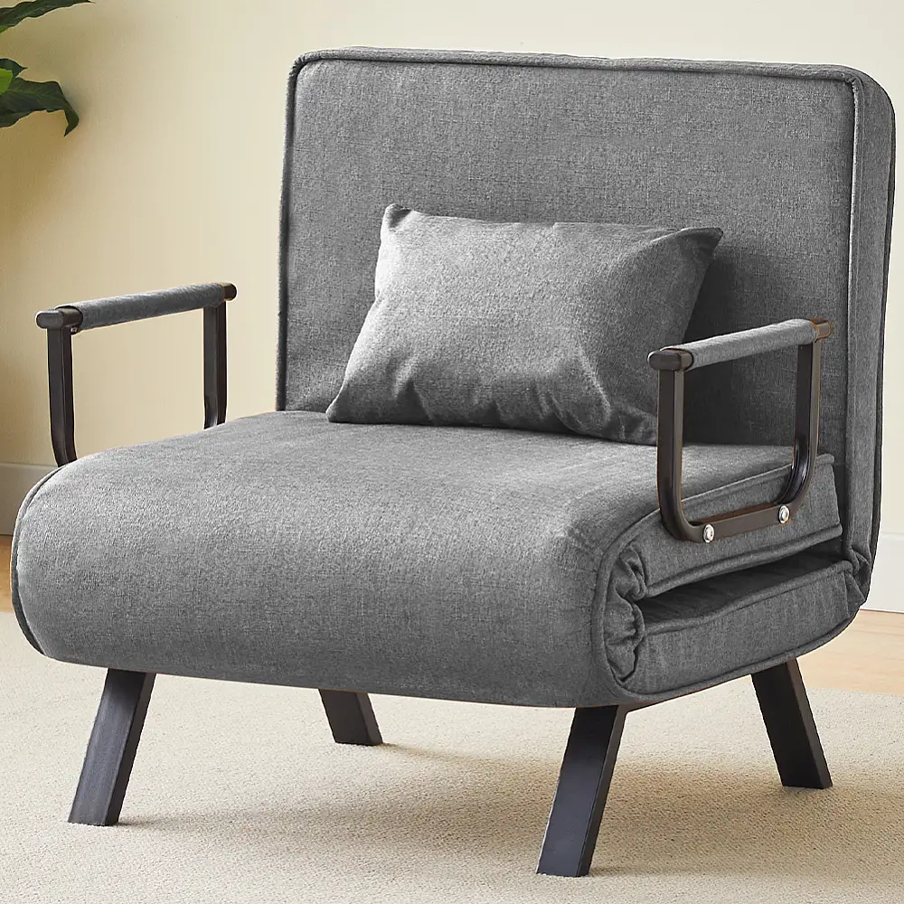 Shally Dogan  Πολυθρόνα Κρεβάτι Ανακλινόμενη Chaise Lounge και Επενδεδυμένο Κάθισμα Μετατρέψιμο Γκρι  02840550