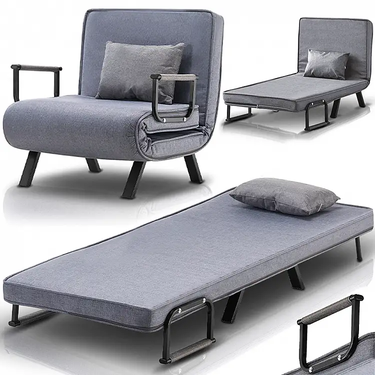Shally Dogan  Πολυθρόνα Κρεβάτι Ανακλινόμενη Chaise Lounge και Επενδεδυμένο Κάθισμα Μετατρέψιμο Γκρι  02840550