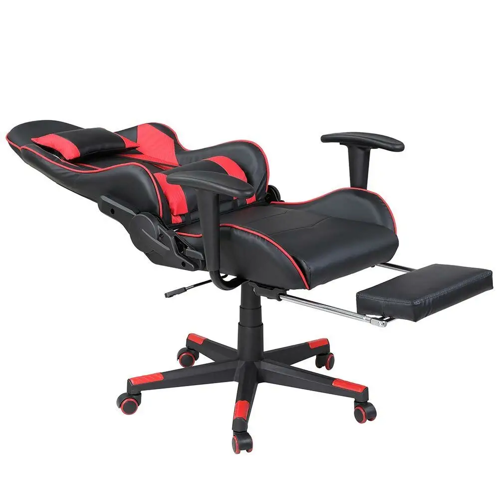 BAKAJI  Καρέκλα Πολυθρόνα Gaming Γραφείου Σπιτιού Ανακλινόμενη με Υποπόδιο Κόκκινη  02837447