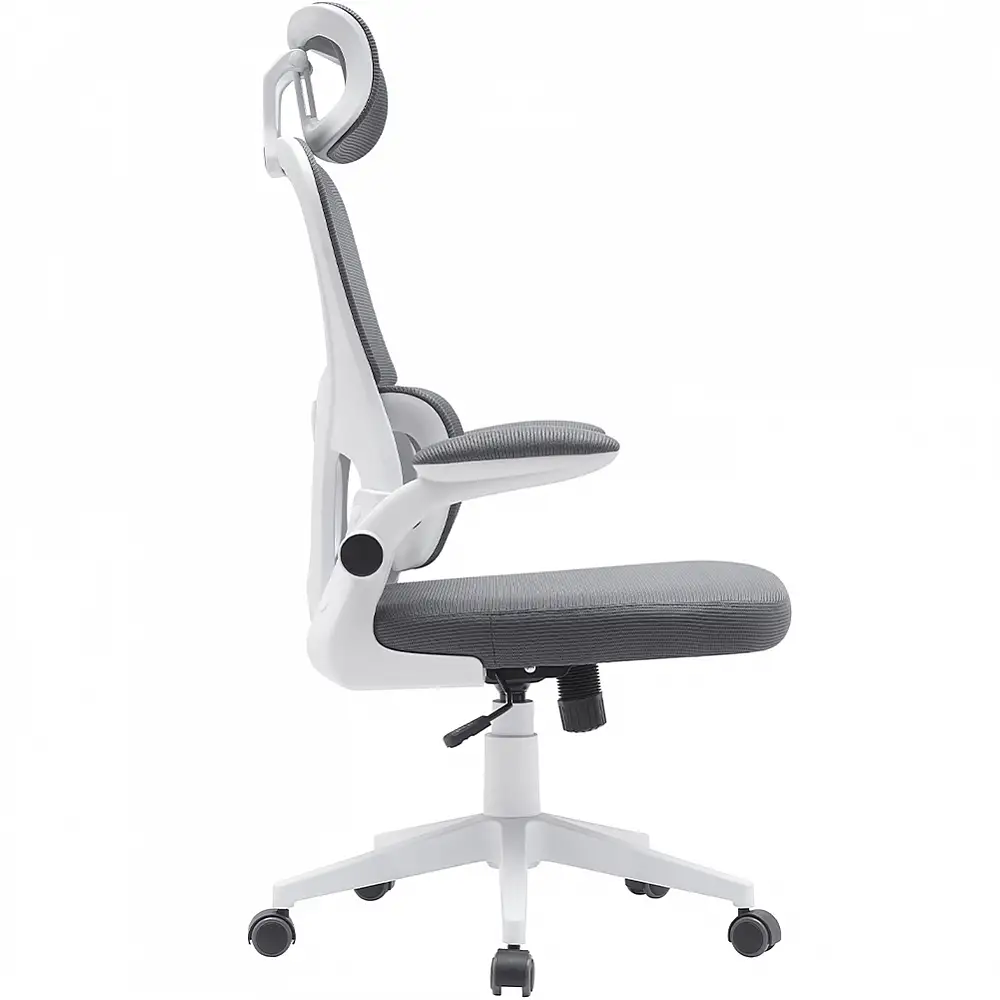 BAKAJI  Καρέκλα Γραφείου Ύφασμα Αντιιδρωτικό Γκρι Λευκή Δομή Πολυθρόνα Γραφείου  02840754