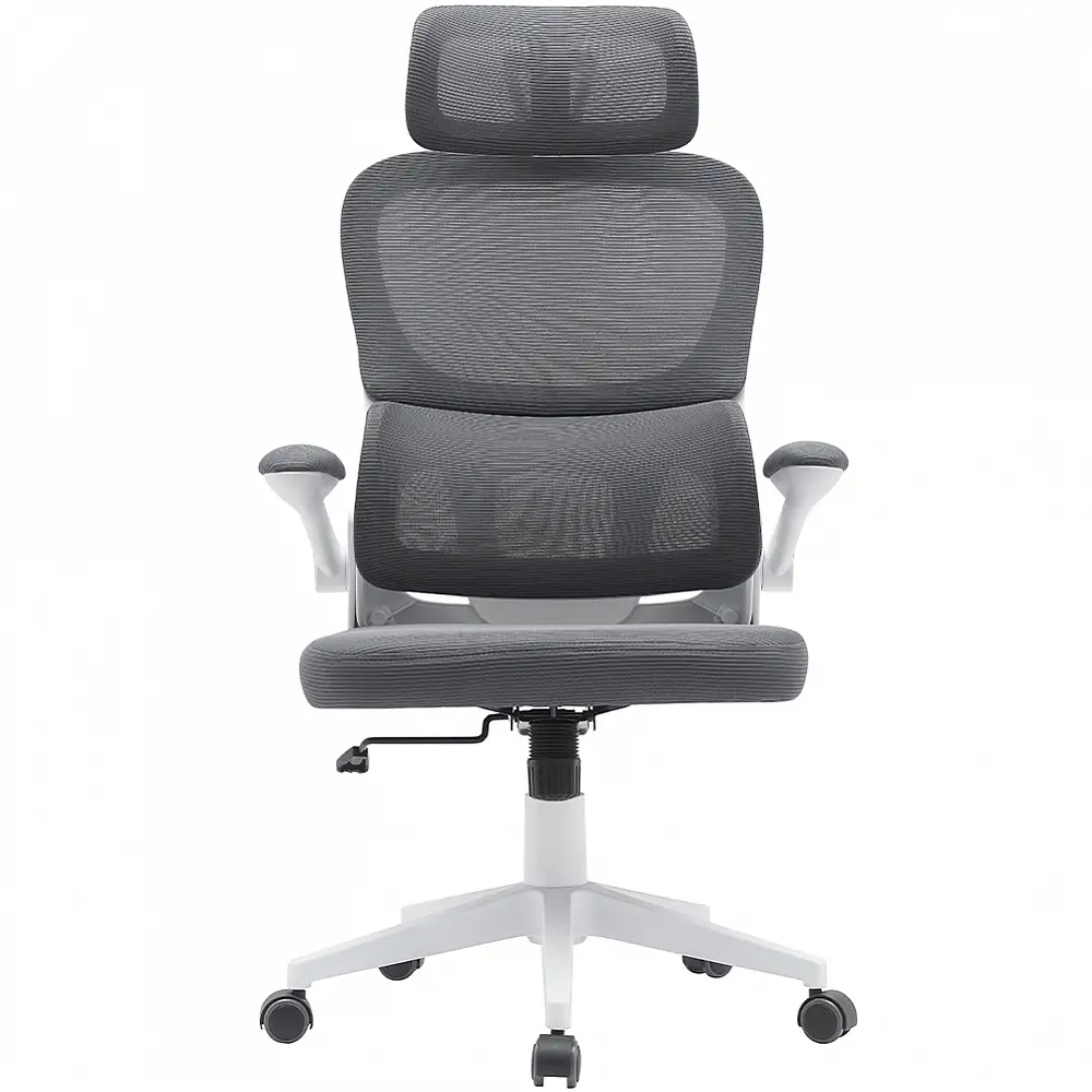 BAKAJI  Καρέκλα Γραφείου Ύφασμα Αντιιδρωτικό Γκρι Λευκή Δομή Πολυθρόνα Γραφείου  02840754